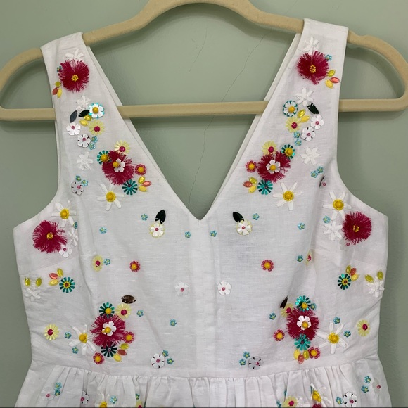 🟣J.Crew Linen Blend Embellished Peplum Tank Top - Picture 4 of 15